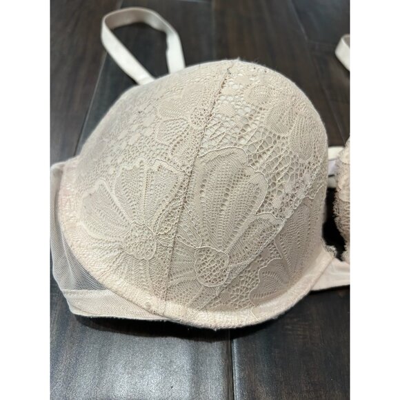 Victoria's Secret Sexy Tee Posey Lace Push Up Bra Beige Sz 40DD Mesh Intimate - Picture 3 of 11